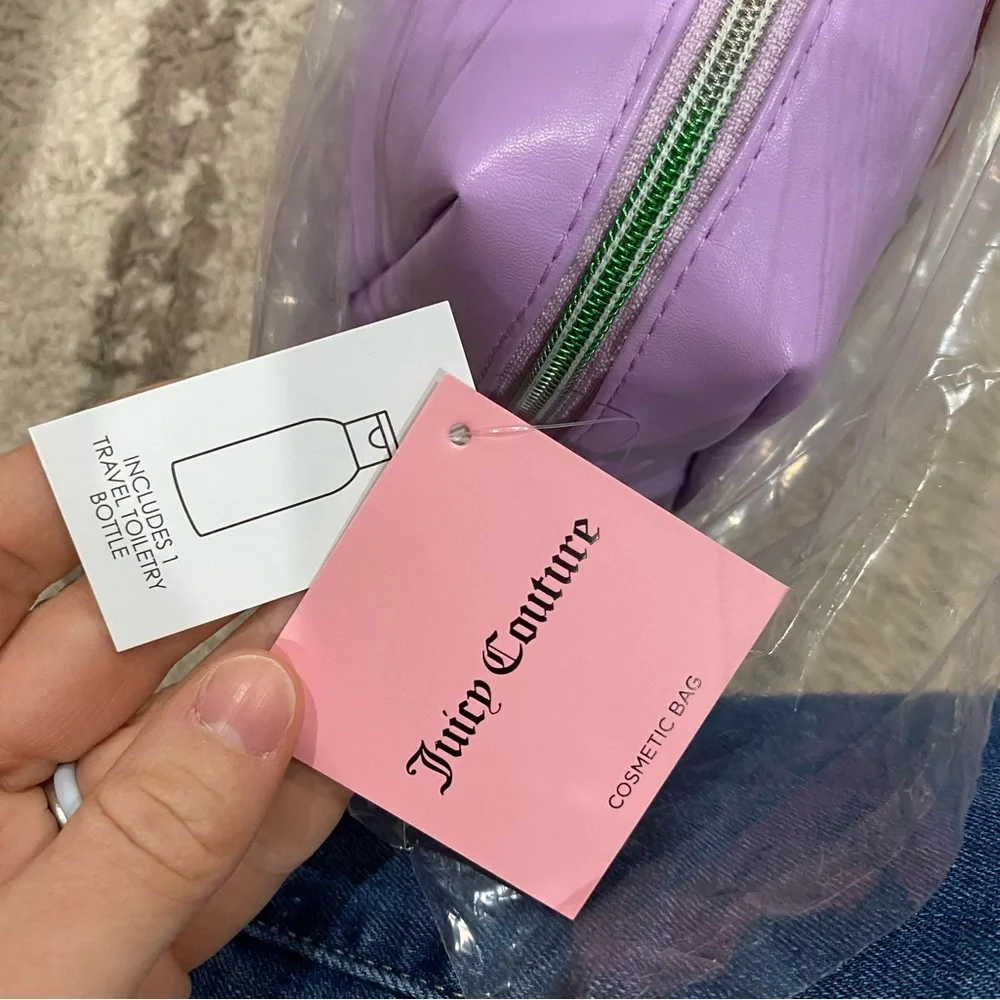 693 Juicy Couture Lavender Beauty Cosmetic Case with travel bottle